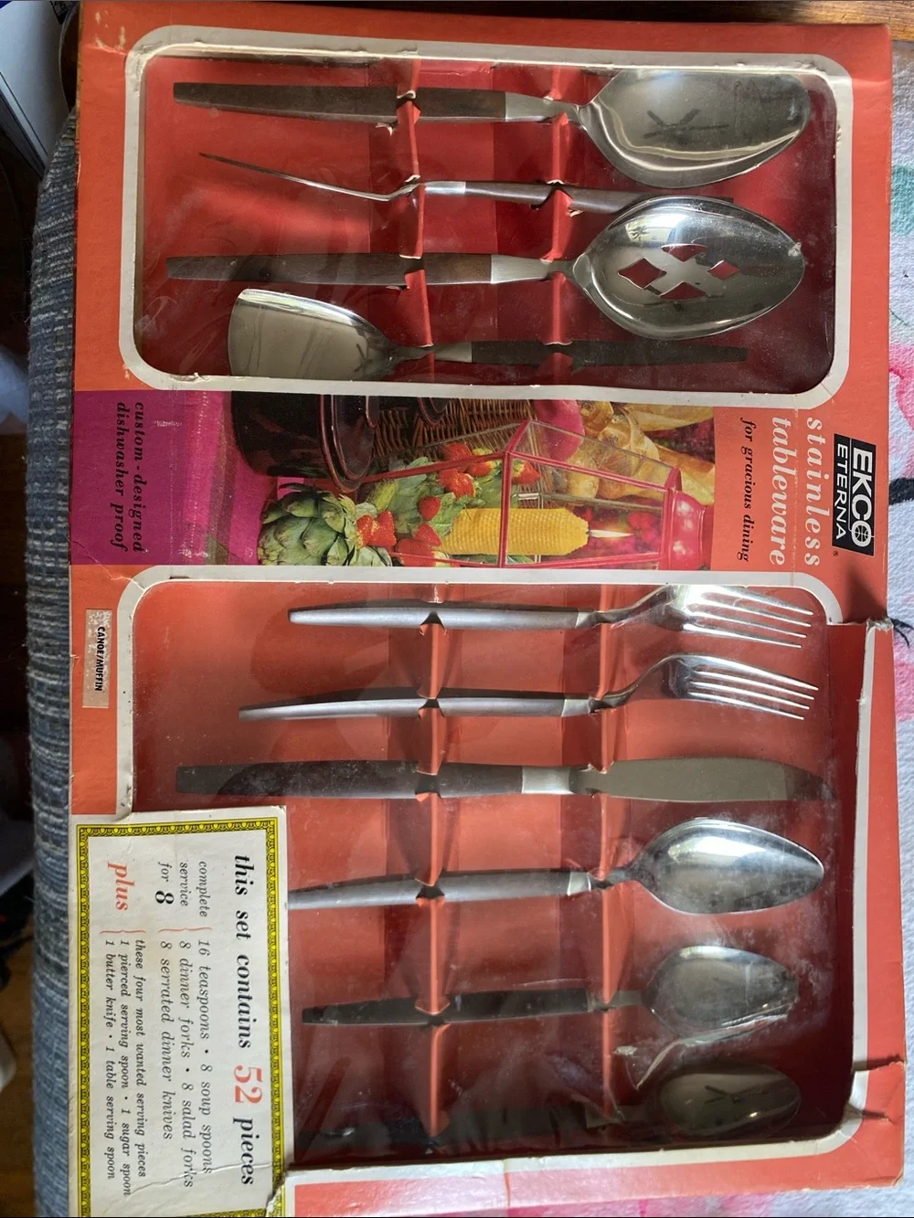 Mid century modern 52 pc EKCO Eterna Stainless Tableware - Stainless Steel Set